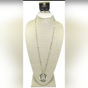 Silver Tone Chain Necklace Earring Set by MIXIT NWT 34"
